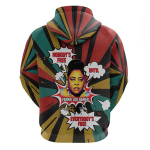 Fannie Lou Hamer Hoodie with Pop Art Comic Style Design Bold Quote and Civil Rights Tribute - African Pride
