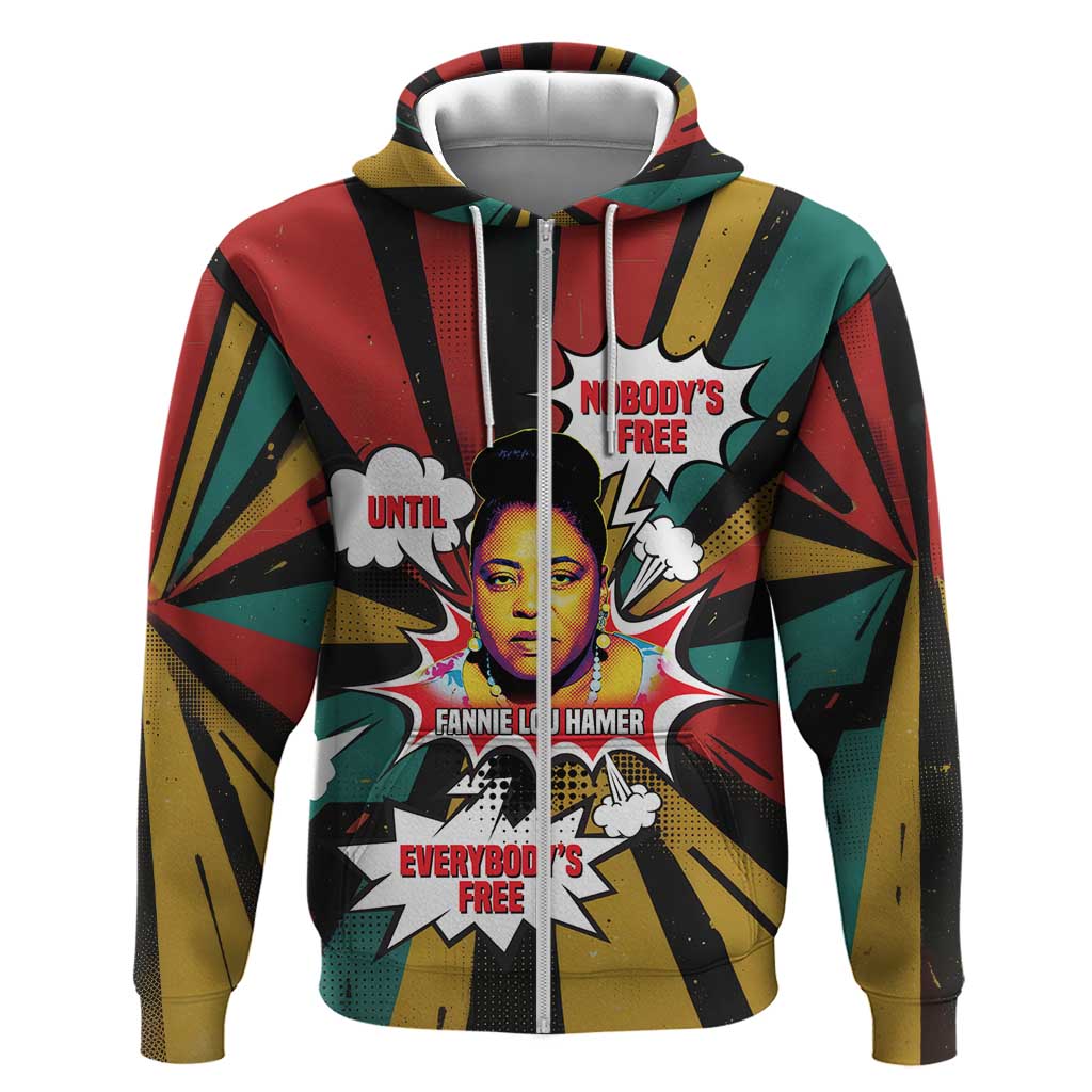 Fannie Lou Hamer Hoodie with Pop Art Comic Style Design Bold Quote and Civil Rights Tribute - African Pride