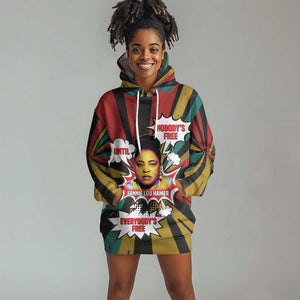 Fannie Lou Hamer Hoodie Dress with Pop Art Comic Style Design Bold Quote and Civil Rights Tribute - African Pride