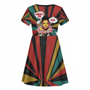Fannie Lou Hamer Kid Short Sleeve Dress with Pop Art Comic Style Design Bold Quote and Civil Rights Tribute - African Pride