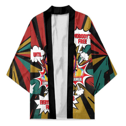 Fannie Lou Hamer Kimono with Pop Art Comic Style Design Bold Quote and Civil Rights Tribute - African Pride