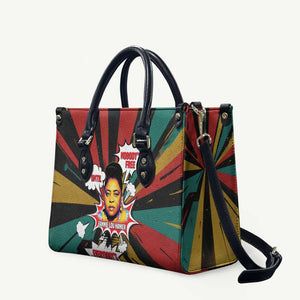 Fannie Lou Hamer Leather Bag with Pop Art Comic Style Design Bold Quote and Civil Rights Tribute - African Pride