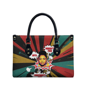 Fannie Lou Hamer Leather Bag with Pop Art Comic Style Design Bold Quote and Civil Rights Tribute - African Pride