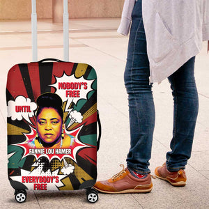 Fannie Lou Hamer Luggage Cover with Pop Art Comic Style Design Bold Quote and Civil Rights Tribute - African Pride