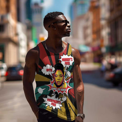 Fannie Lou Hamer Men Tank Top with Pop Art Comic Style Design Bold Quote and Civil Rights Tribute - African Pride