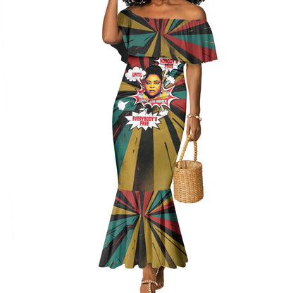 Fannie Lou Hamer Mermaid Dress with Pop Art Comic Style Design Bold Quote and Civil Rights Tribute - African Pride