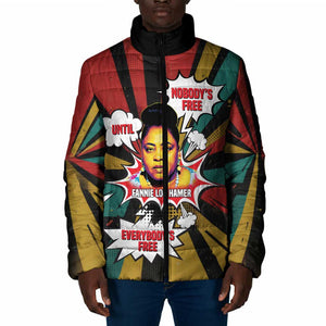 Fannie Lou Hamer Padded Jacket with Pop Art Comic Style Design Bold Quote and Civil Rights Tribute - African Pride