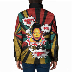 Fannie Lou Hamer Padded Jacket with Pop Art Comic Style Design Bold Quote and Civil Rights Tribute - African Pride