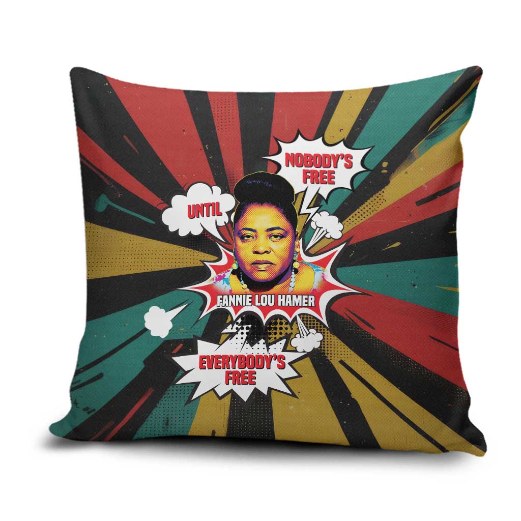 Fannie Lou Hamer Pillow Cover with Pop Art Comic Style Design Bold Quote and Civil Rights Tribute - African Pride