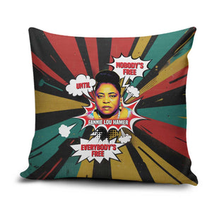 Fannie Lou Hamer Pillow Cover with Pop Art Comic Style Design Bold Quote and Civil Rights Tribute - African Pride
