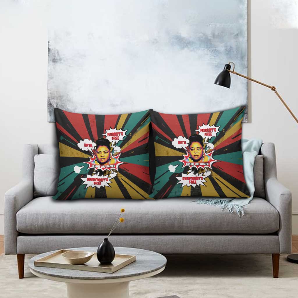 Fannie Lou Hamer Pillow Cover with Pop Art Comic Style Design Bold Quote and Civil Rights Tribute - African Pride