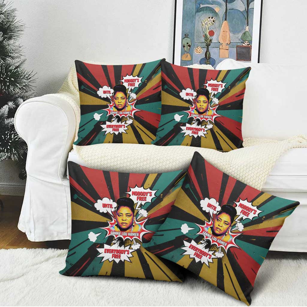 Fannie Lou Hamer Pillow Cover with Pop Art Comic Style Design Bold Quote and Civil Rights Tribute - African Pride