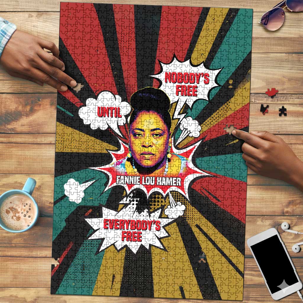 Fannie Lou Hamer Puzzle with Pop Art Comic Style Design Bold Quote and Civil Rights Tribute - African Pride