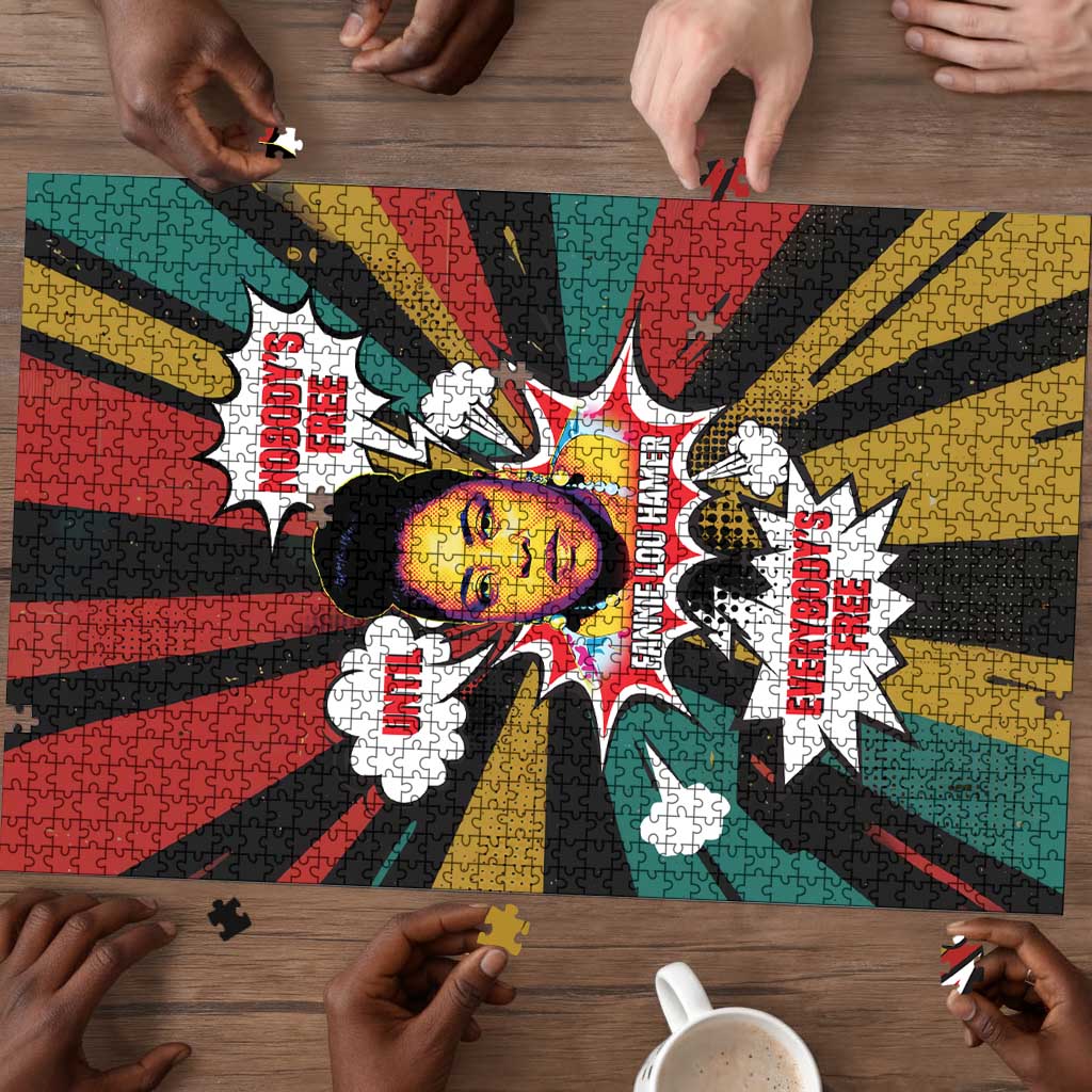 Fannie Lou Hamer Puzzle with Pop Art Comic Style Design Bold Quote and Civil Rights Tribute - African Pride