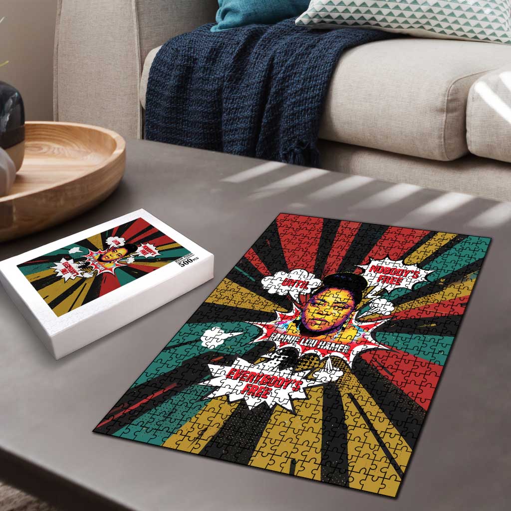 Fannie Lou Hamer Puzzle with Pop Art Comic Style Design Bold Quote and Civil Rights Tribute - African Pride