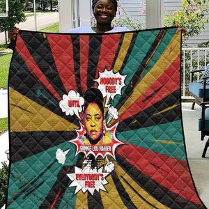 Fannie Lou Hamer Quilt with Pop Art Comic Style Design Bold Quote and Civil Rights Tribute - African Pride