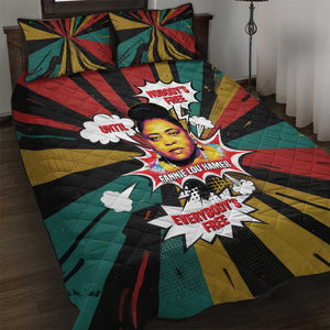 Fannie Lou Hamer Quilt Bed Set with Pop Art Comic Style Design Bold Quote and Civil Rights Tribute - African Pride