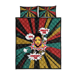 Fannie Lou Hamer Quilt Bed Set with Pop Art Comic Style Design Bold Quote and Civil Rights Tribute - African Pride