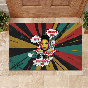 Fannie Lou Hamer Rubber Doormat with Pop Art Comic Style Design Bold Quote and Civil Rights Tribute - African Pride