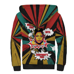 Fannie Lou Hamer Sherpa Hoodie with Pop Art Comic Style Design Bold Quote and Civil Rights Tribute - African Pride