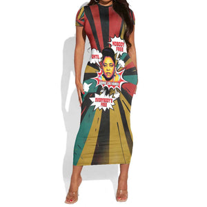 Fannie Lou Hamer Short Sleeve Bodycon Dress with Pop Art Comic Style Design Bold Quote and Civil Rights Tribute - African Pride