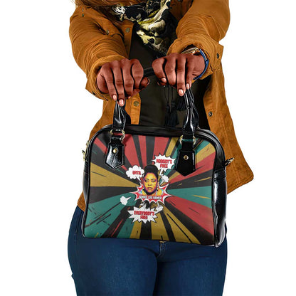Fannie Lou Hamer Shoulder Handbag with Pop Art Comic Style Design Bold Quote and Civil Rights Tribute - African Pride