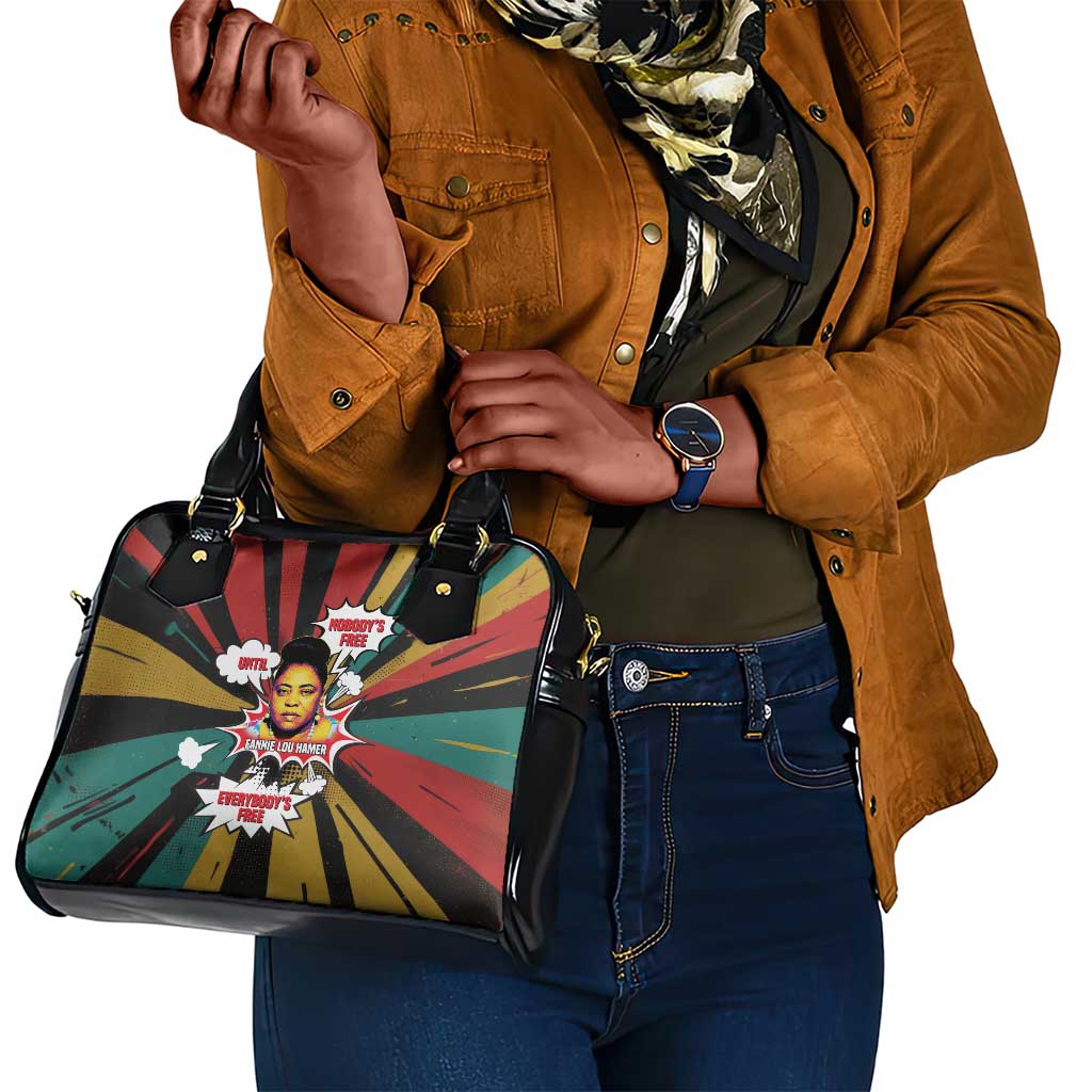 Fannie Lou Hamer Shoulder Handbag with Pop Art Comic Style Design Bold Quote and Civil Rights Tribute - African Pride