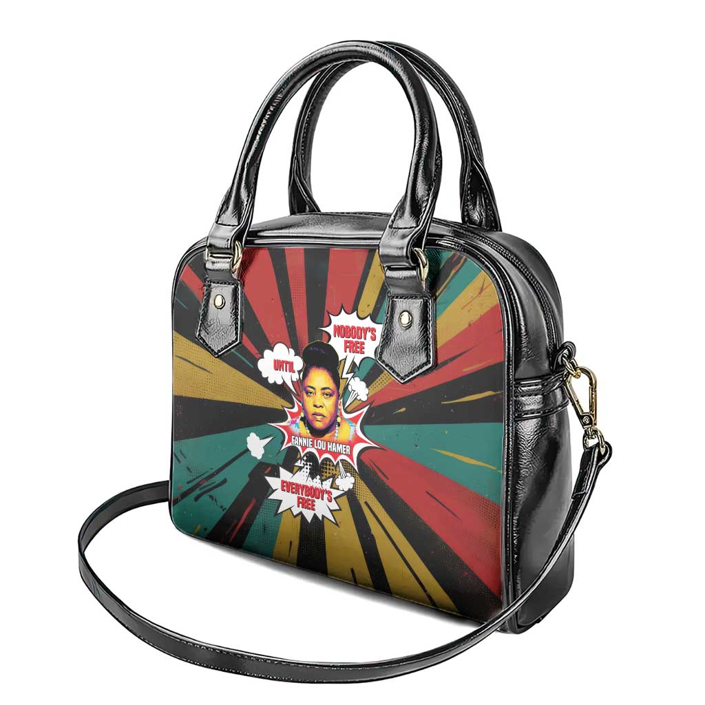 Fannie Lou Hamer Shoulder Handbag with Pop Art Comic Style Design Bold Quote and Civil Rights Tribute - African Pride