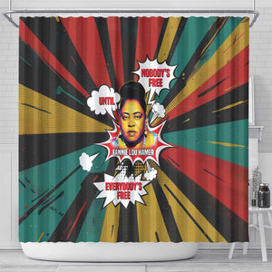 Fannie Lou Hamer Shower Curtain with Pop Art Comic Style Design Bold Quote and Civil Rights Tribute - African Pride