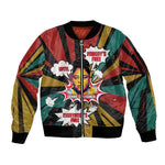 Fannie Lou Hamer Sleeve Zip Bomber Jacket with Pop Art Comic Style Design Bold Quote and Civil Rights Tribute - African Pride