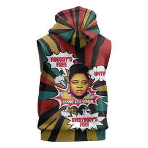 Fannie Lou Hamer Sleeveless Hoodie with Pop Art Comic Style Design Bold Quote and Civil Rights Tribute - African Pride