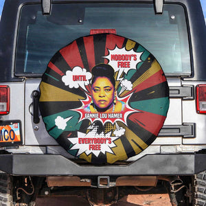 Fannie Lou Hamer Spare Tire Cover with Pop Art Comic Style Design Bold Quote and Civil Rights Tribute - African Pride