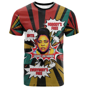 Fannie Lou Hamer T shirt with Pop Art Comic Style Design Bold Quote and Civil Rights Tribute - African Pride