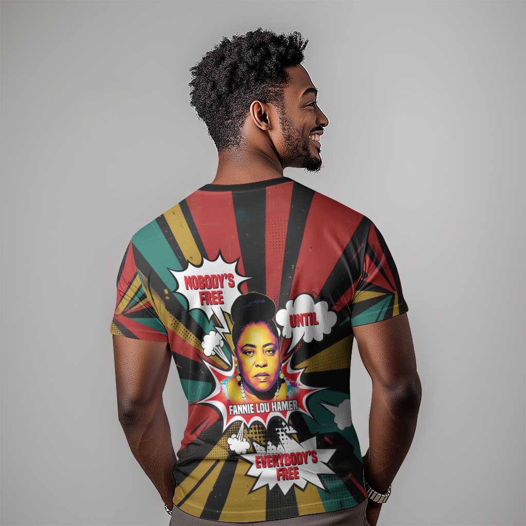 Fannie Lou Hamer T shirt with Pop Art Comic Style Design Bold Quote and Civil Rights Tribute - African Pride