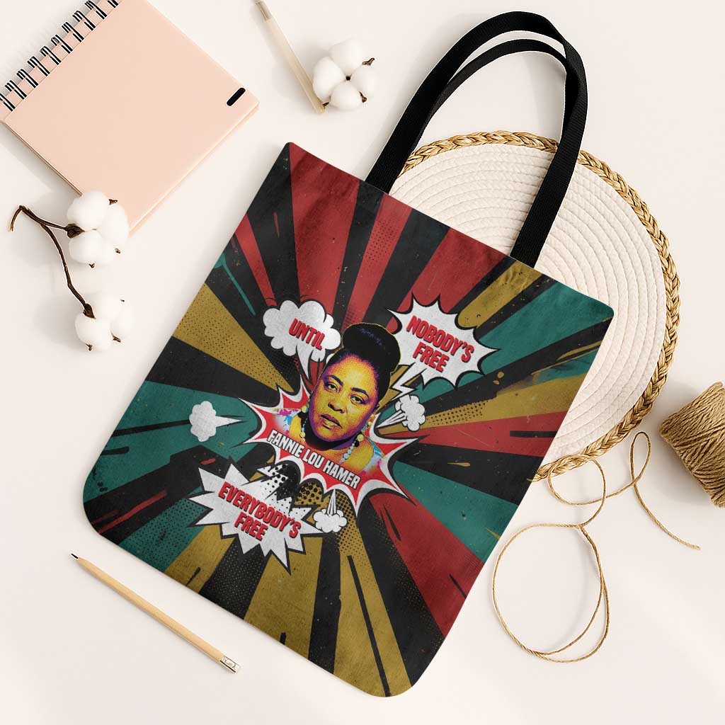 Fannie Lou Hamer Tote Bag with Pop Art Comic Style Design Bold Quote and Civil Rights Tribute - African Pride