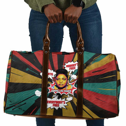 Fannie Lou Hamer Travel Bag with Pop Art Comic Style Design Bold Quote and Civil Rights Tribute - African Pride