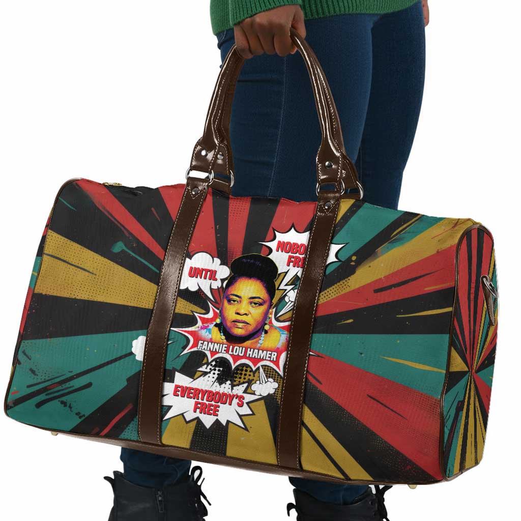 Fannie Lou Hamer Travel Bag with Pop Art Comic Style Design Bold Quote and Civil Rights Tribute - African Pride
