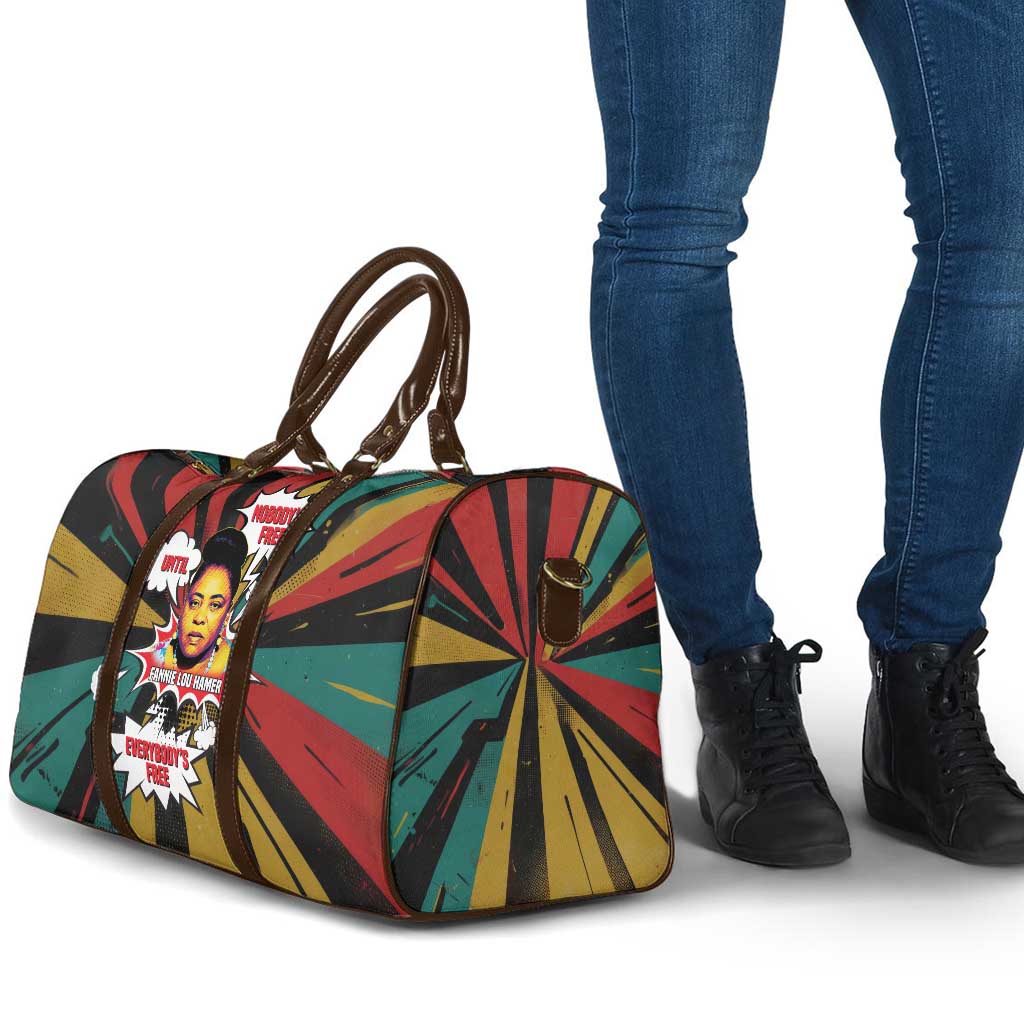 Fannie Lou Hamer Travel Bag with Pop Art Comic Style Design Bold Quote and Civil Rights Tribute - African Pride