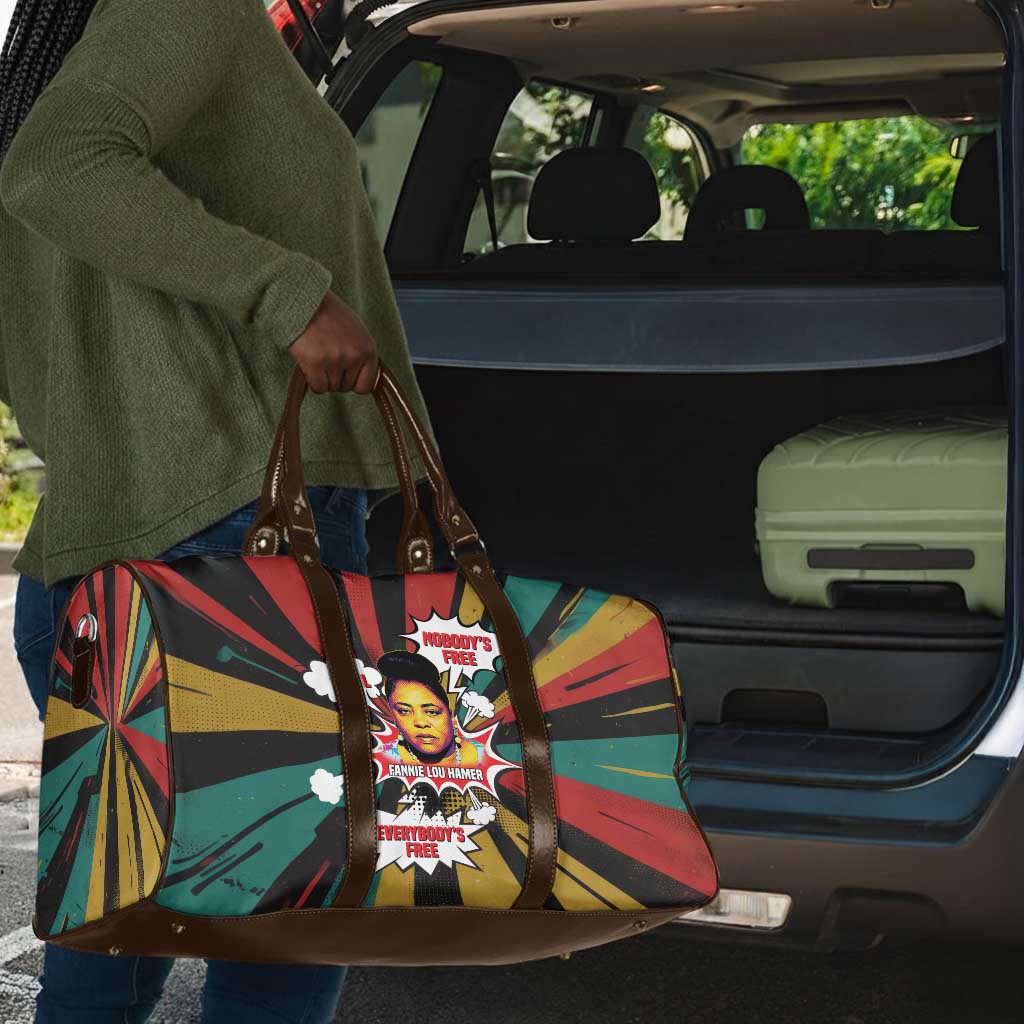 Fannie Lou Hamer Travel Bag with Pop Art Comic Style Design Bold Quote and Civil Rights Tribute - African Pride