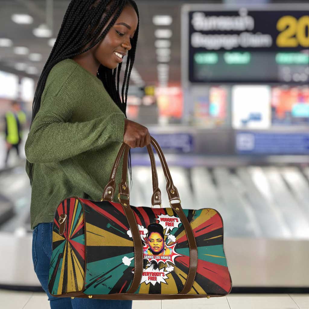 Fannie Lou Hamer Travel Bag with Pop Art Comic Style Design Bold Quote and Civil Rights Tribute - African Pride