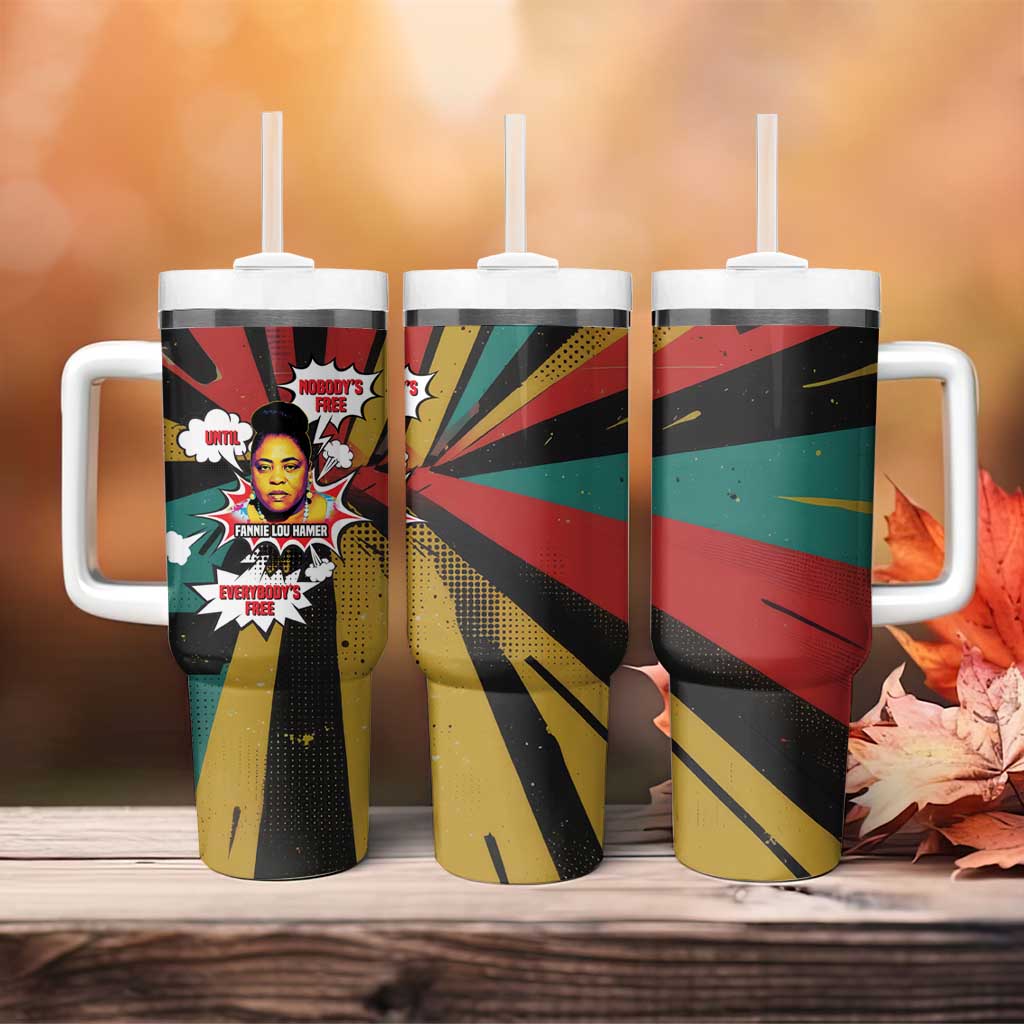Fannie Lou Hamer Tumbler With Handle with Pop Art Comic Style Design Bold Quote and Civil Rights Tribute - African Pride