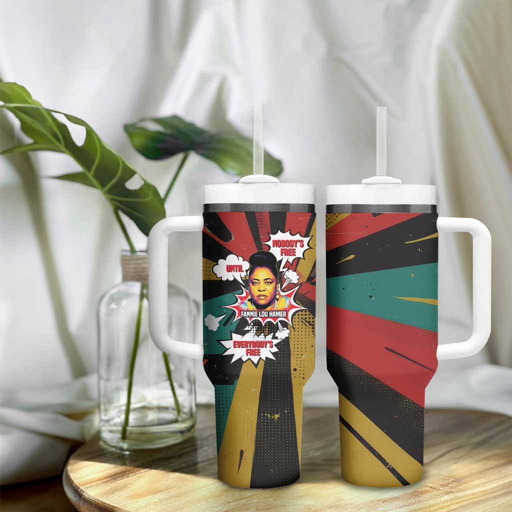Fannie Lou Hamer Tumbler With Handle with Pop Art Comic Style Design Bold Quote and Civil Rights Tribute - African Pride
