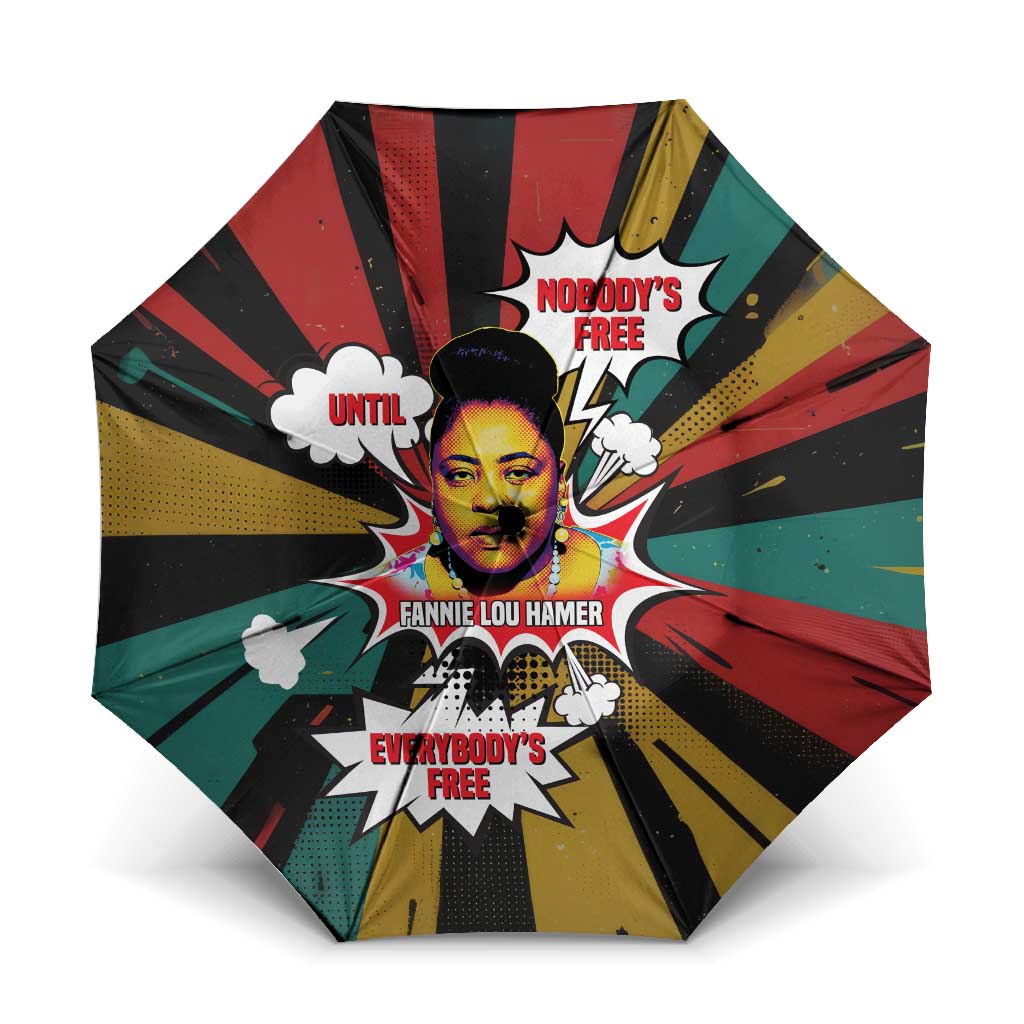 Fannie Lou Hamer Umbrella with Pop Art Comic Style Design Bold Quote and Civil Rights Tribute - African Pride