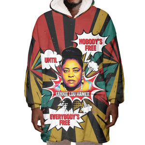 Fannie Lou Hamer Wearable Blanket Hoodie with Pop Art Comic Style Design Bold Quote and Civil Rights Tribute - African Pride