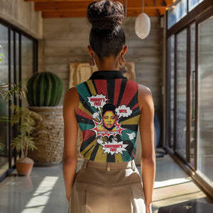 Fannie Lou Hamer Women Sleeveless Polo Shirt with Pop Art Comic Style Design Bold Quote and Civil Rights Tribute - African Pride