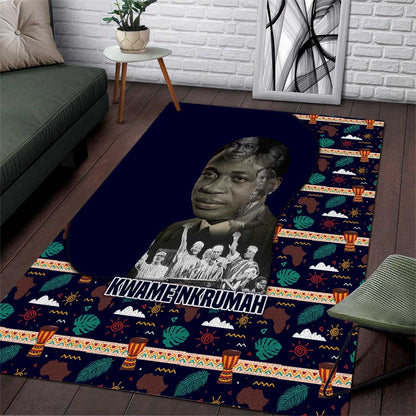 Kwame Nkrumah Area Rug Ghana Pan-African Print Design Portrait and Anti-Colonial Legacy Tribute - African Pride