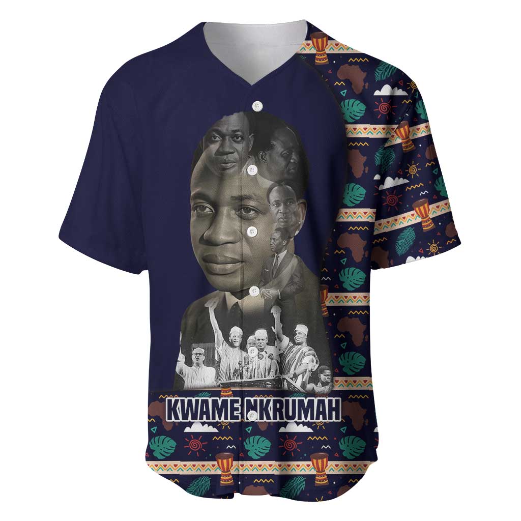 Kwame Nkrumah Baseball Jersey Ghana Pan-African Print Design Portrait and Anti-Colonial Legacy Tribute - African Pride