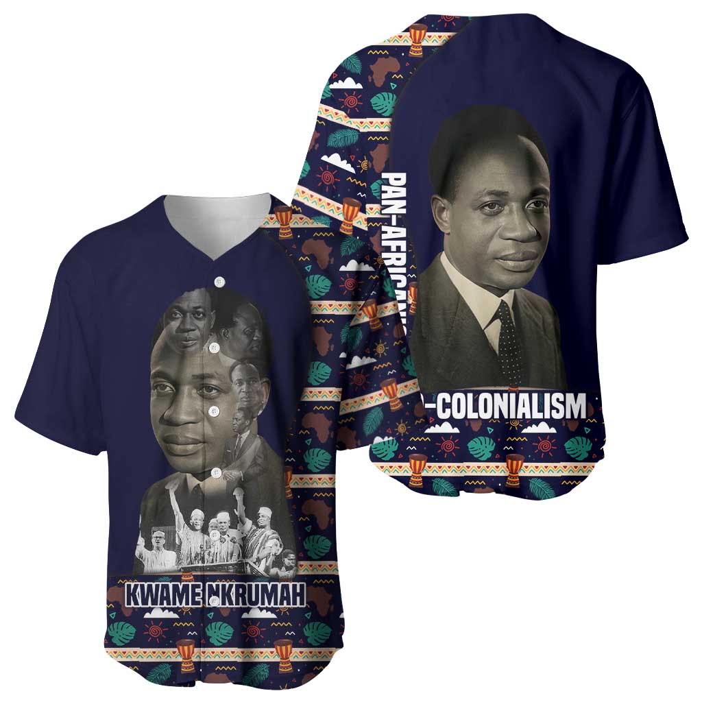 Kwame Nkrumah Baseball Jersey Ghana Pan-African Print Design Portrait and Anti-Colonial Legacy Tribute - African Pride