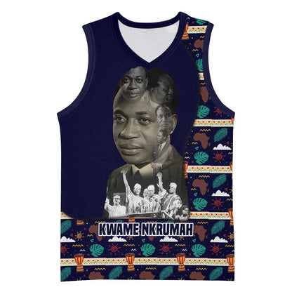 Kwame Nkrumah Basketball Jersey Ghana Pan-African Print Design Portrait and Anti-Colonial Legacy Tribute - African Pride