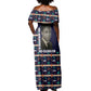 Kwame Nkrumah Off Shoulder Maxi Dress Ghana Pan-African Print Design Portrait and Anti-Colonial Legacy Tribute - African Pride